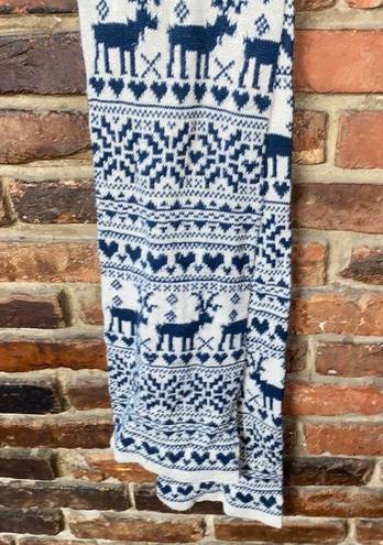 Forever 21  Tan Navy Blue Reindeer Knit Winter Holiday Rectangle Scarf Women's