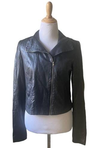 Kimberly  Ovitz Black Cropped Moto Leather Jacket Size 8