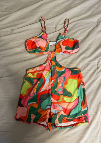 One Piece Colorful  Swim Suit