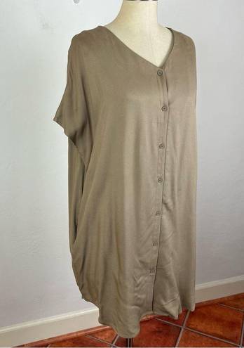 Oak + Fort  Tan V Neck Shirt Dress