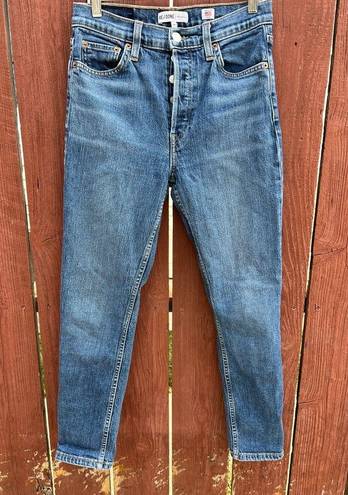 RE/DONE  High Rise Comfort Stretch Ankle Crop Jeans Mid 70s Size 28