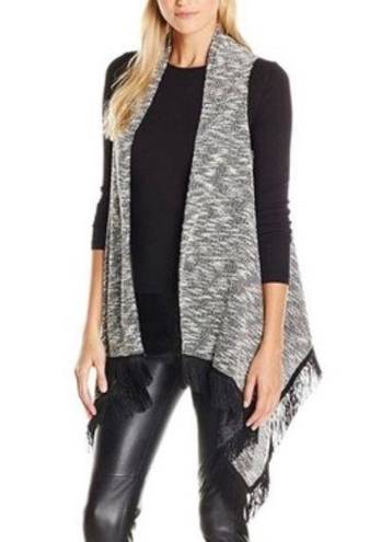 Jessica Simpson  black and white textured vest with fringe size 2X