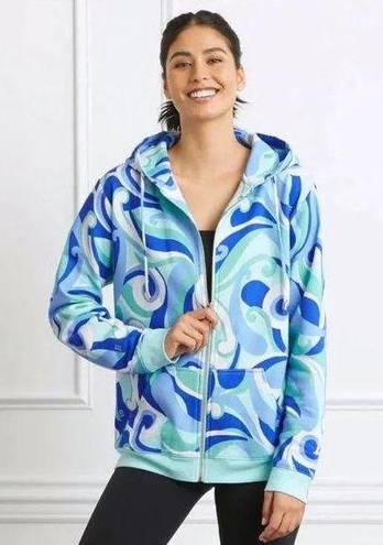 Hill House  The Allie Zip-Up Fleece Jacket in Ocean Kaleidoscope Size M NWT