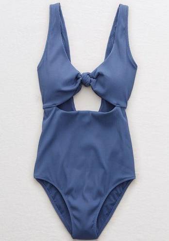 Aerie  Ribbed Knot Blue One Pice Swimsuit Size Small