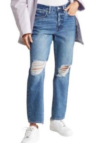 Good American  Womens 4/27 Good Vintage Raw Hem Straight Leg Jeans NEW