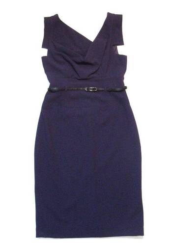 Black Halo NWT  Jackie in Plum Dark Purple Crepe Sheath Dress 8 $375