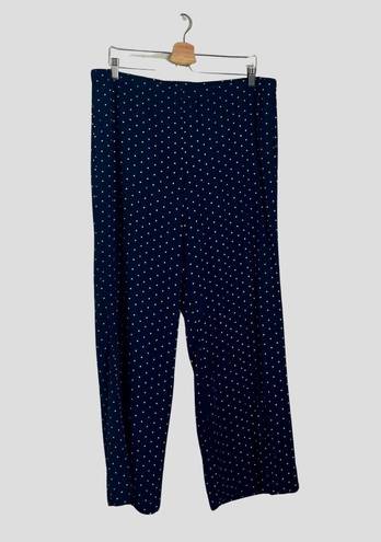 J.Jill  Pants Size L wide leg Navy White Polka Dot