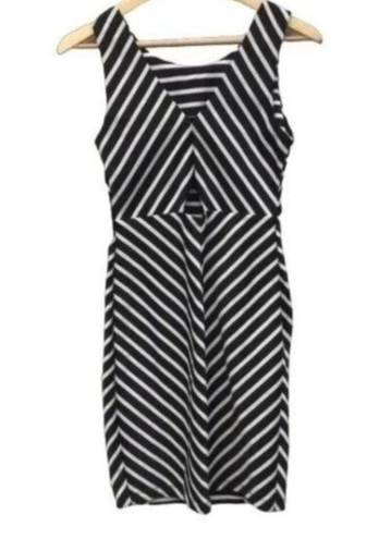 Bisou Bisou  Black & White Chevron Cutout Mini Dress New