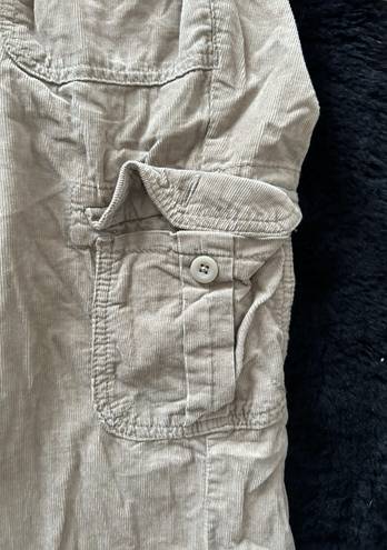 Tan velvet cargo pants