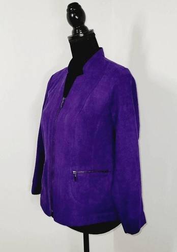 Studio Works  Womens Size 4P Petite Purple Suede Jacket Shacket Full Zip Pockets