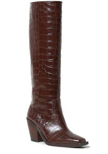 Loeffler Randall NEW  Lynn Snip Toe Embossed Block Heel Tall Boots