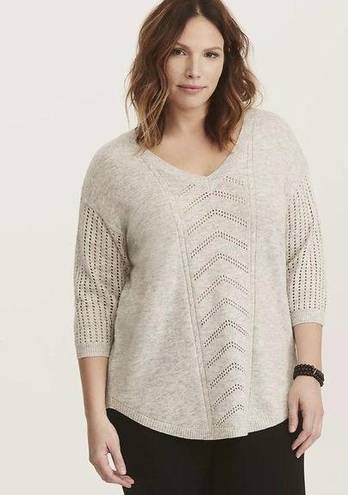 Torrid  Ivory Pointelle Pullover V-Neck Sweater 4