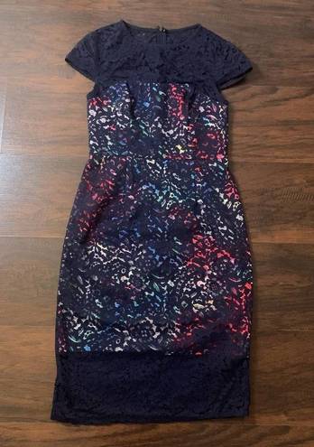 Betsey Johnson  navy blue lace cocktail midi dress size 2