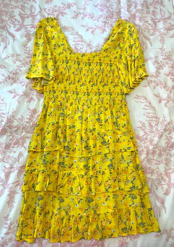 Chelsea & Violet Yellow Floral Tiered Dress