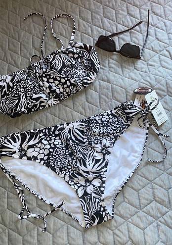 No Bo NWT  bikini Black and White Animal Hipster swimwear set bathing suit pool