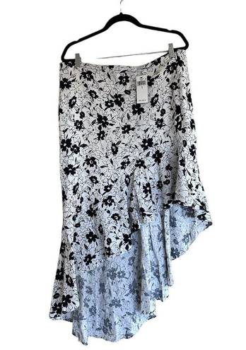 Polo NWT  Ralph Lauren Floral Ruffled Asymmetrical Linen Skirt