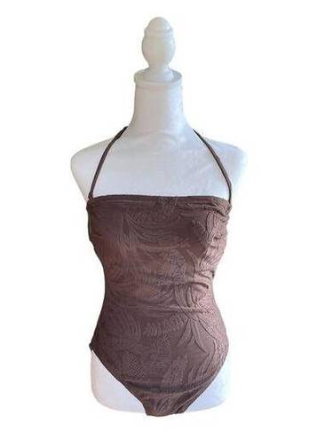 Tommy Bahama  Women’s One Piece Underwire Swimsuit Brown Velour Tropical Palmtree