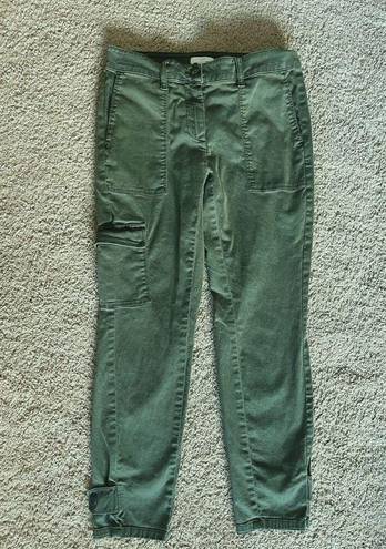 J.Jill  Cargo Slim-leg Pant Mid Rise Olive Green Stretch Size 2 Petite