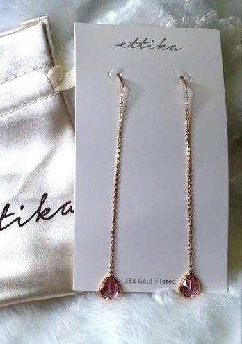 Ettika NWT  18K Gold Plated Chain and Crystal Dangle Earrings