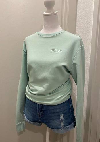 FILA  Mint Green Pullover Crew Neck Long Sleeve Sweater - M