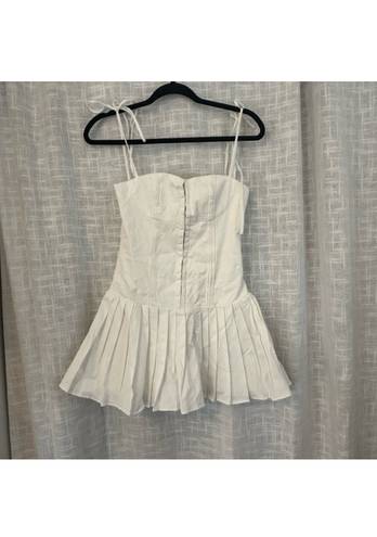 Edikted White Pleated Corset Mini Dress