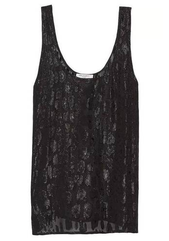 Equipment  $158 Kaylen Black Silk Animal Leopard Print Sleeveless Tank Top Sz XS