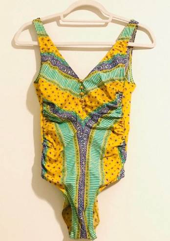 Ariella Vintage Arielle Bright Yellow Printed Swimsuit