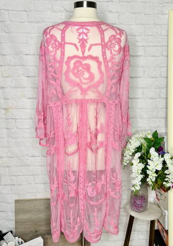 LC Lauren Conrad Lauren Conrad Pink Lace Kimono