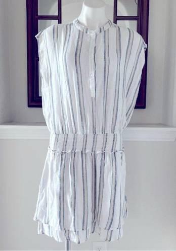 Rails  Smocked Waist Mini Dress Striped Linen Blend Size L New with Tag