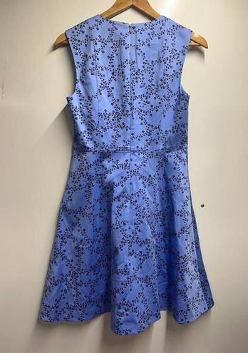 Draper James  Love Circle Dress Womens 6 Blue Black Clover Vines Floral Back Zip