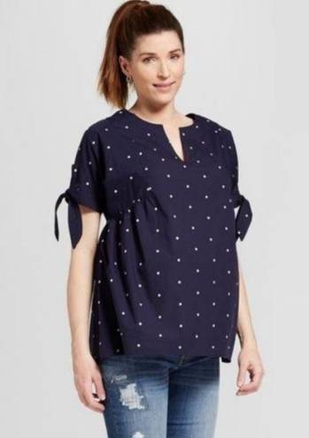 Isabel Maternity embroidered polka dot blouse Size XS