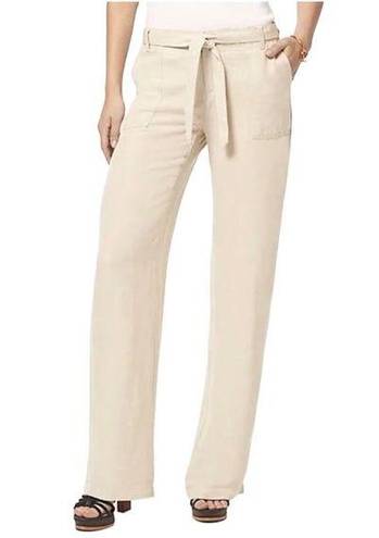 Tommy Hilfiger  Linen Wide Leg Pocketed Waist Tie Relax Fit Pant Beige Sz 4