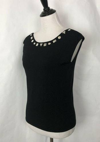 Chetta B  Evening Womens Black Rhinestone Blouse Sleeveless‎ Formal Size Small