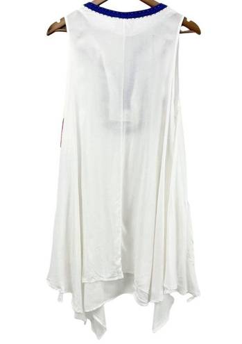 For Cynthia  Womens M Swimsuit Cover Up Embroidered Shark Bite White Summer