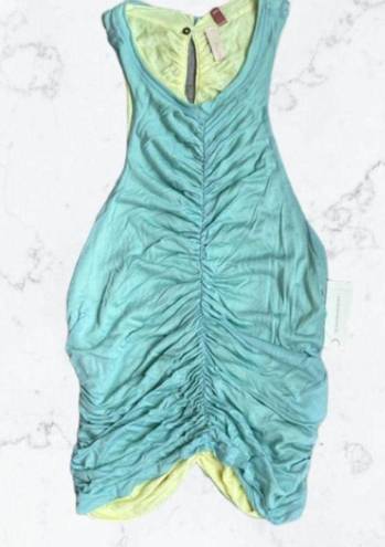Pilcro Reversible Top Anthropologie Ruched Tank Blue +Green Size Large