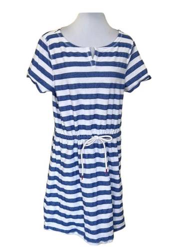 Talbots Blue White Striped Dress Beach Coverup M Nautical Preppy