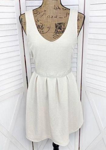 American Eagle Outfitters Ribbed Knit Cage Back Mini Dress Cream 6 Fit Flare