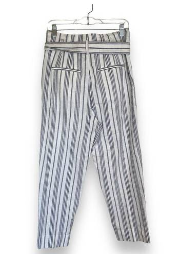 Madewell  Linen-Cotton Paperbag Pants in Dark Baltic Stripe Size 4 Beachy Summer