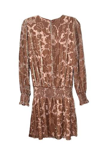 Parker Carmindy Dress Apricot Burnout Sheer Velvet Floral Smocked Mini Dress S