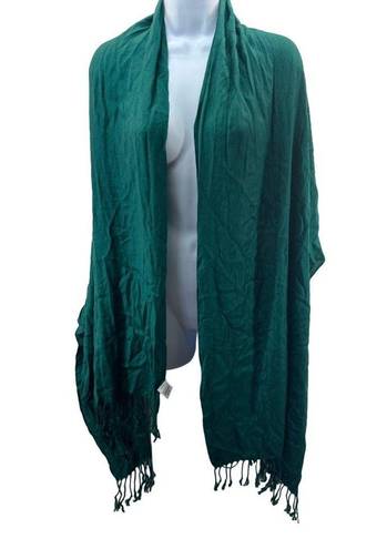 Liz Claiborne  Scarf Wrap NEW with Tags NWT Emerald Green Rayon Fringe 25" x 77"