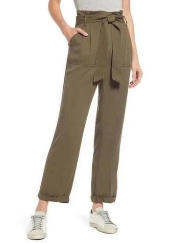 Treasure & Bond  Nordstrom Paperbag Chino Cropped Pants Size 8 Olive Green NEW