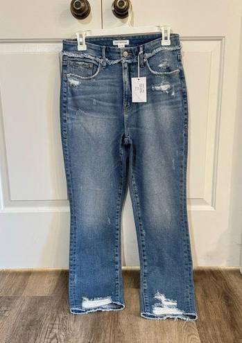 Good American NWT  Jeans Good Straight Under WB Fray Dark Wash Size 8/29