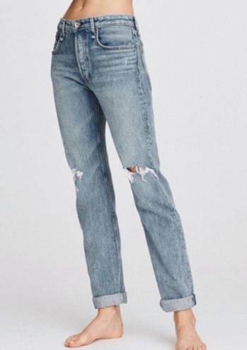 Rag and Bone  Rosa Mid-Rise Boyfriend Jeans North Star Wash Size 25 Distressed