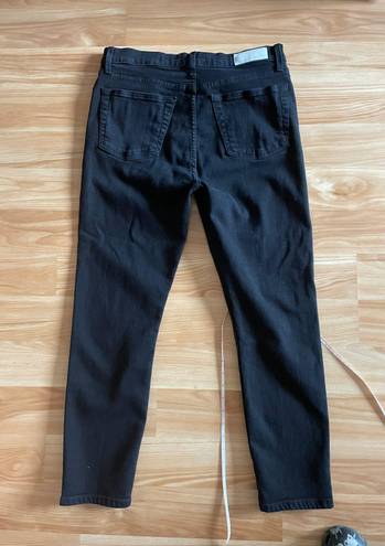 RE/DONE High-Rise Ankle Crop Comfort Stretch Jeans - Sz 32 - Black