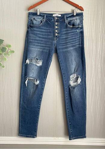 KanCan Cali Mid Rise Boyfriend Jeans Blue Size 29