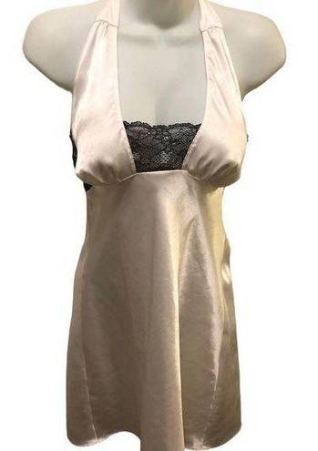 Frederick's of Hollywood Frederick’s Of Hollywood Sexy Halter Chemise Sz. M White Black Lace Low Cut