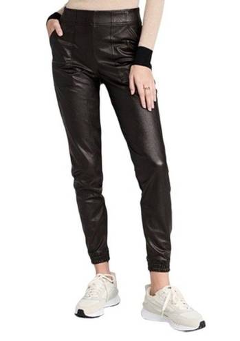 Spanx  Faux Leather Jogger Pants Black High Rise Elastic Waist Vegan Size Medium