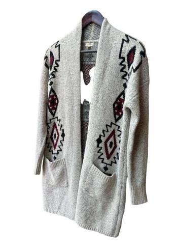 Debut  Womens Size Small Southwestern Duster Sweater with Pockets Aztec Design