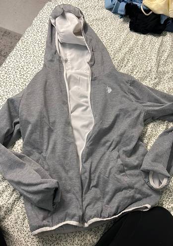 Ralph Lauren White and Gray  Reversible Zip-Up Raincoat Windbreaker Hoodie