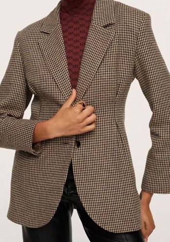 Mango  MNG Pleat Detail Blazer Houndstooth